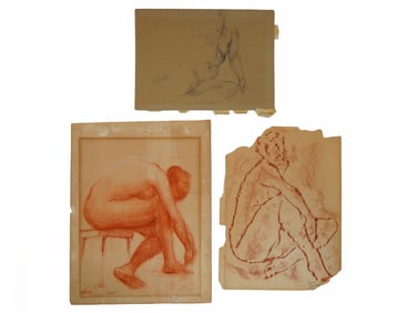 AMERICAN NUDE FEMALE STUDY DRAWINGS SIGNED