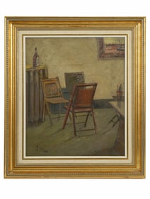 AMERICAN INTERIOR OIL PAINTING BY JOSEPH SOLMAN