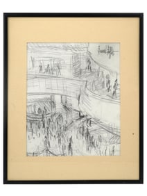 FRENCH SKETCH DRAWING ATTR TO BERNARD BUFFET SIGNED
