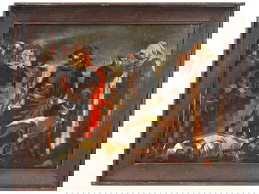 ANTIQUE 19TH C BATTLE SCENE OIL PAINTING SIGNED