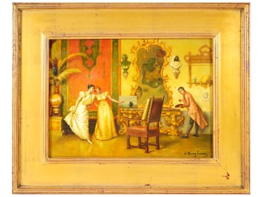 AMERICAN OIL PAINTING ON CERAMIC BY N HENRY BINGHAM