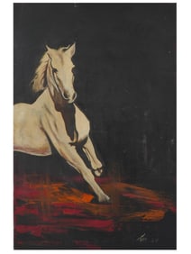 1980S AMERICAN OIL PAINTING OF A HORSE SIGNED
