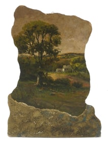 RURAL LANDSCAPE MIXED MEDIA PAINTING ARTWORK
