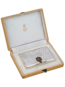 RUSSIAN SILVER DIAMOND GEMSTONE CIGARETTE CASE