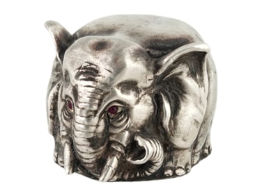 RUSSIAN 88 SILVER ELEPHANT STIRRUP CUP W RUBY EYES