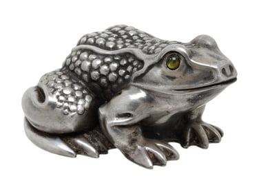 LARGE RUSSIAN SILVER FRPG FIGURE W GEMSTONE EYES