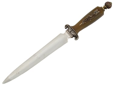 RUSSIAN SILVER AGATE DIAMOND RUBY LETTER OPENER KNIFE