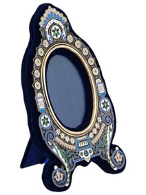RUSSIAN 84 SILVER CLOISONNE ENAMEL PICTURE FRAME