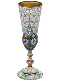 RUSSIAN SILVER CLOISONNE ENAMEL CHAMPAGNE GOBLET
