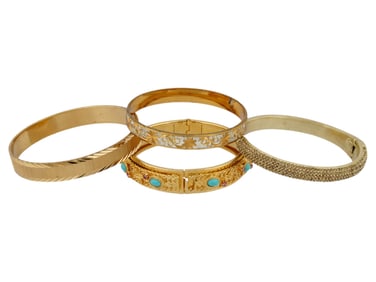 VINTAGE COSTUME JEWELRY GOLD TONE BANGLE BRACELETS