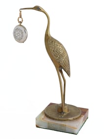 MONTANDON LOCLE 18K GOLD POCKET WATCH W BIRD STAND
