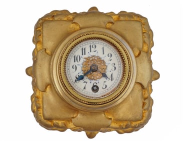 GERMAN BRONZE CLOCK BY GUSTAV BECKER W ORNATE STAND