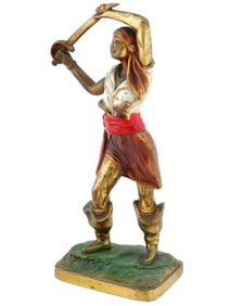 EUROPEAN BRONZE LADY SWASHBUCKLER PIRATE FIGURINE