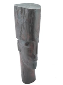 AFRICAN TRIBAL HAND CARVED MAHOGANY HEAD FIGURE