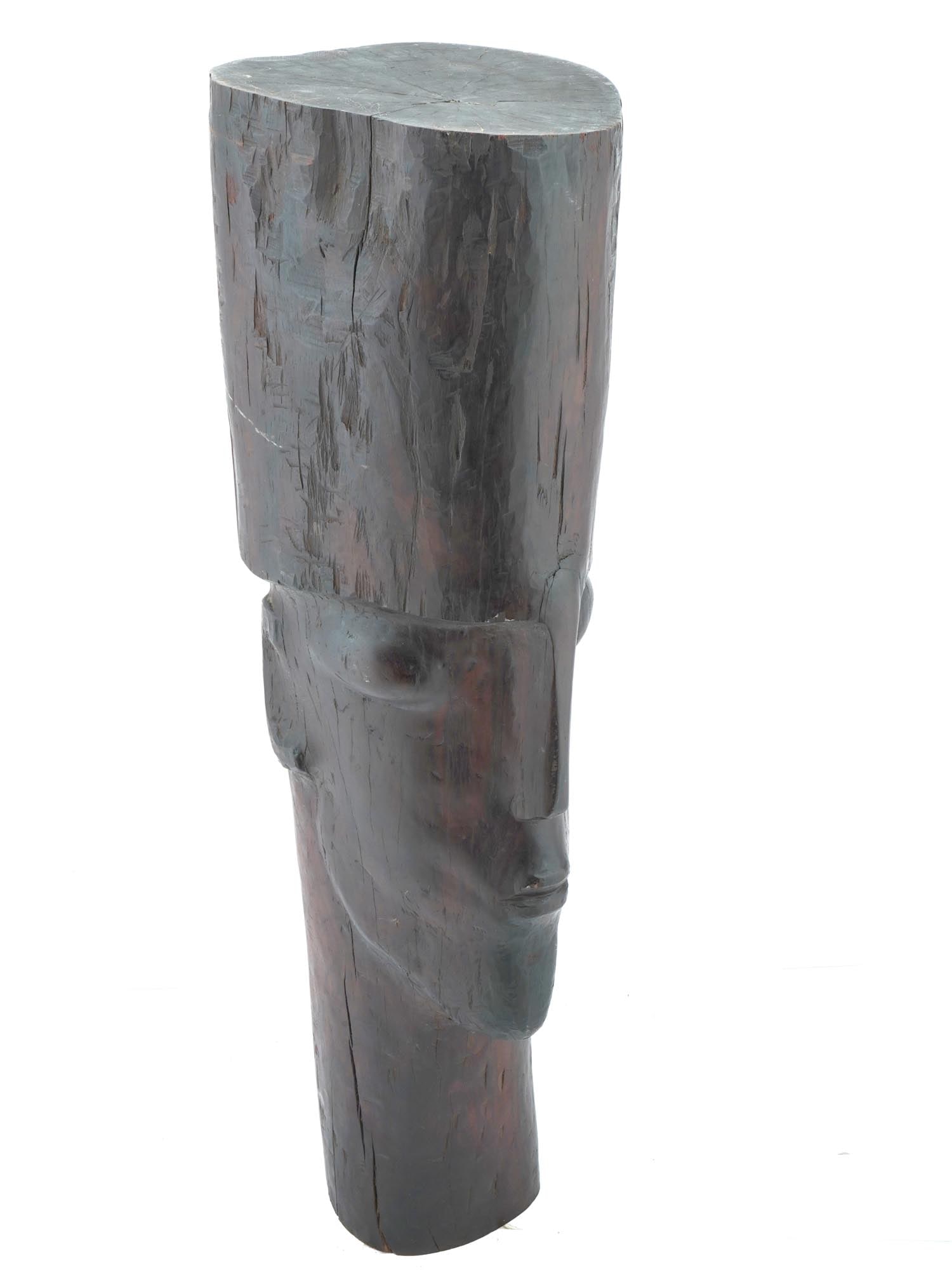 AFRICAN TRIBAL HAND CARVED MAHOGANY HEAD FIGURE (1 of 6)
