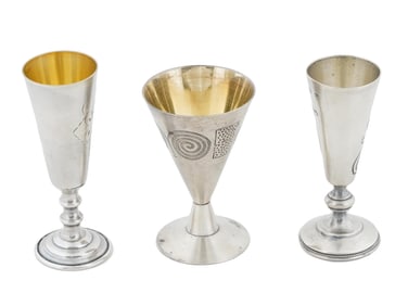 ANTIQUE AND VINTAGE RUSSIAN SOVIET SILVER SHOT CUPS