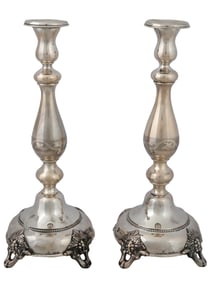 RUSSIAN SILVER GRAPE CANDLESTICKS