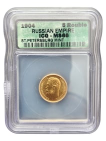 RUSSIA. 5 RUBLES, 1904 MS66