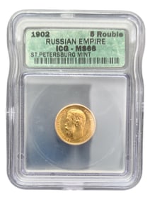 RUSSIA. 5 RUBLES, 1902 MS66