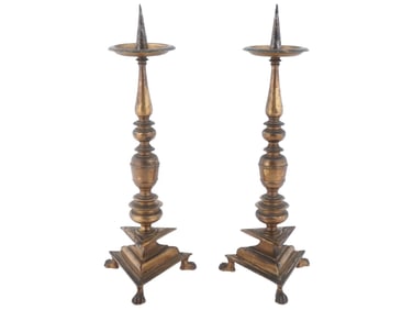 ANTIQUE FRENCH EMPIRE GILT BRONZE CANDLESTICKS