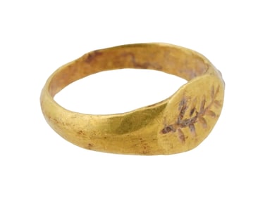 100 TO 300 AD ANCIENT ROMAN GOLD TREE OF LIFE RING