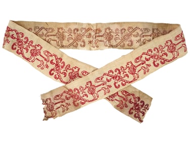 18TH CENTURY GREEK EMBROIDERED TEXTILE FRAGMENT