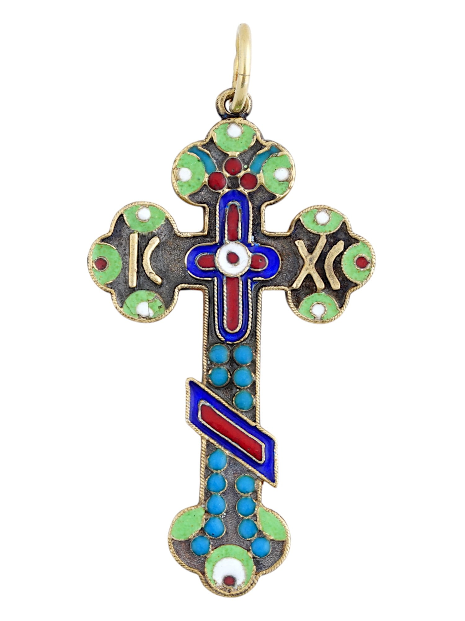 RUSSIAN 84 SILVER ENAMEL ORTHODOX CROSS PENDANT (1 of 5)
