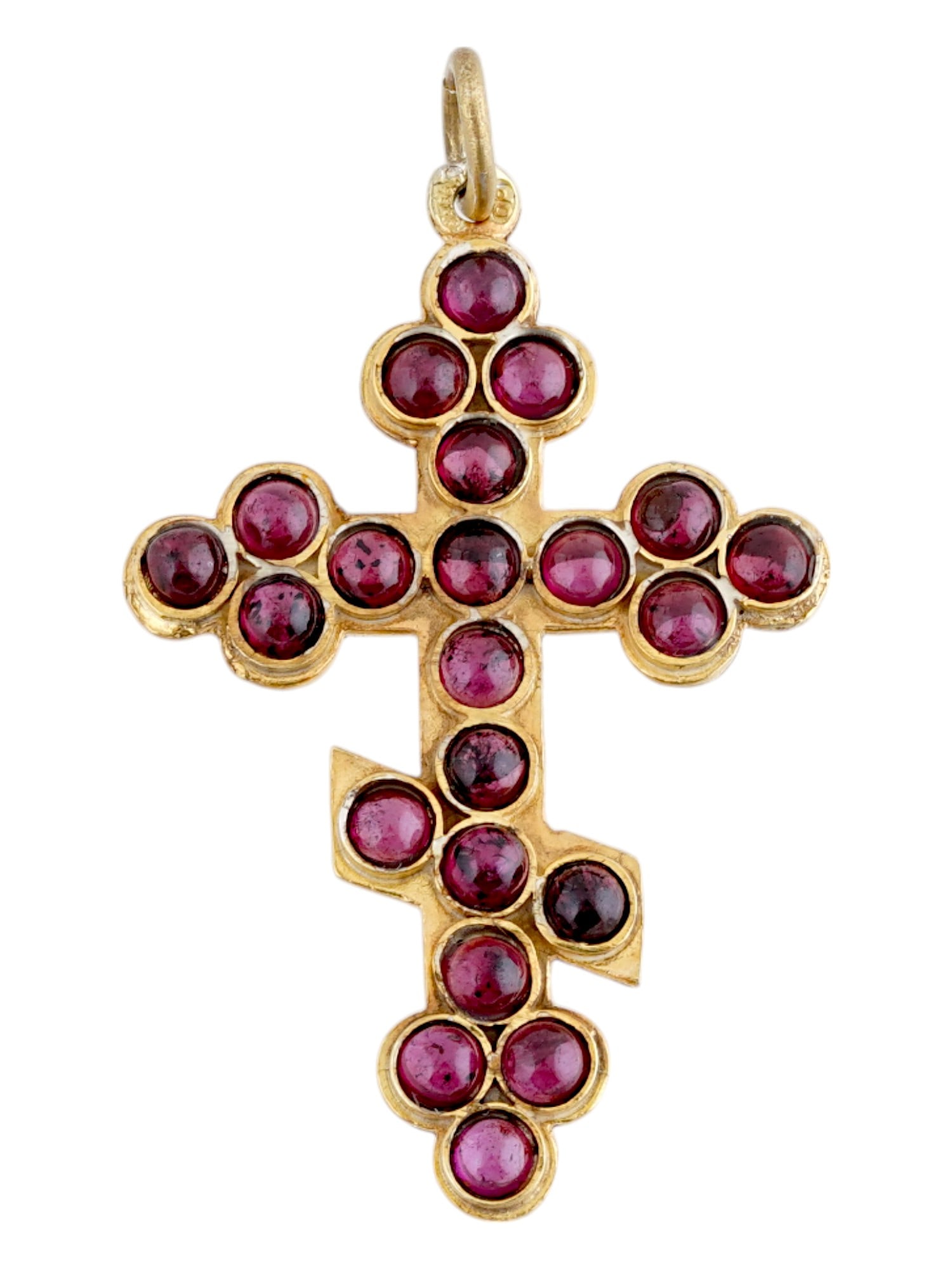 RUSSIAN 88 GILT SILVER GARNET STONE CROSS PENDANT (1 of 5)
