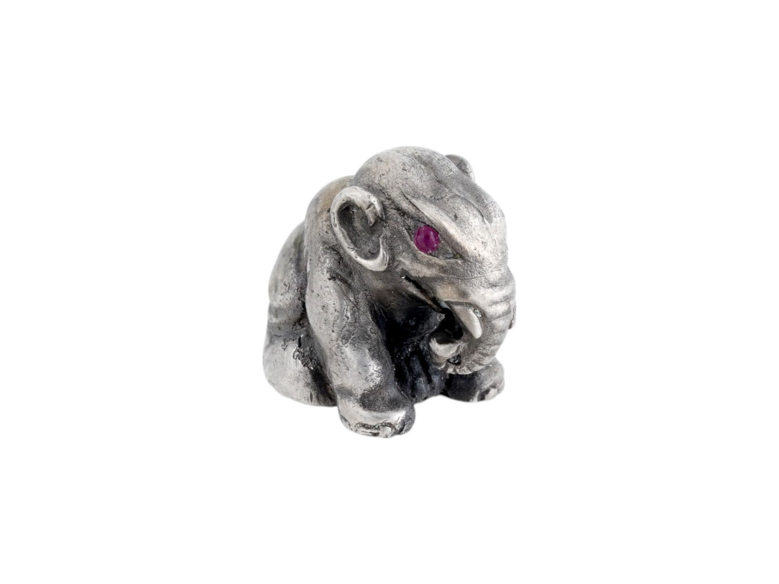 RUSSIAN 88 SILVER RUBY EYES FIGURINE OF ELEPHANT (1 of 8)