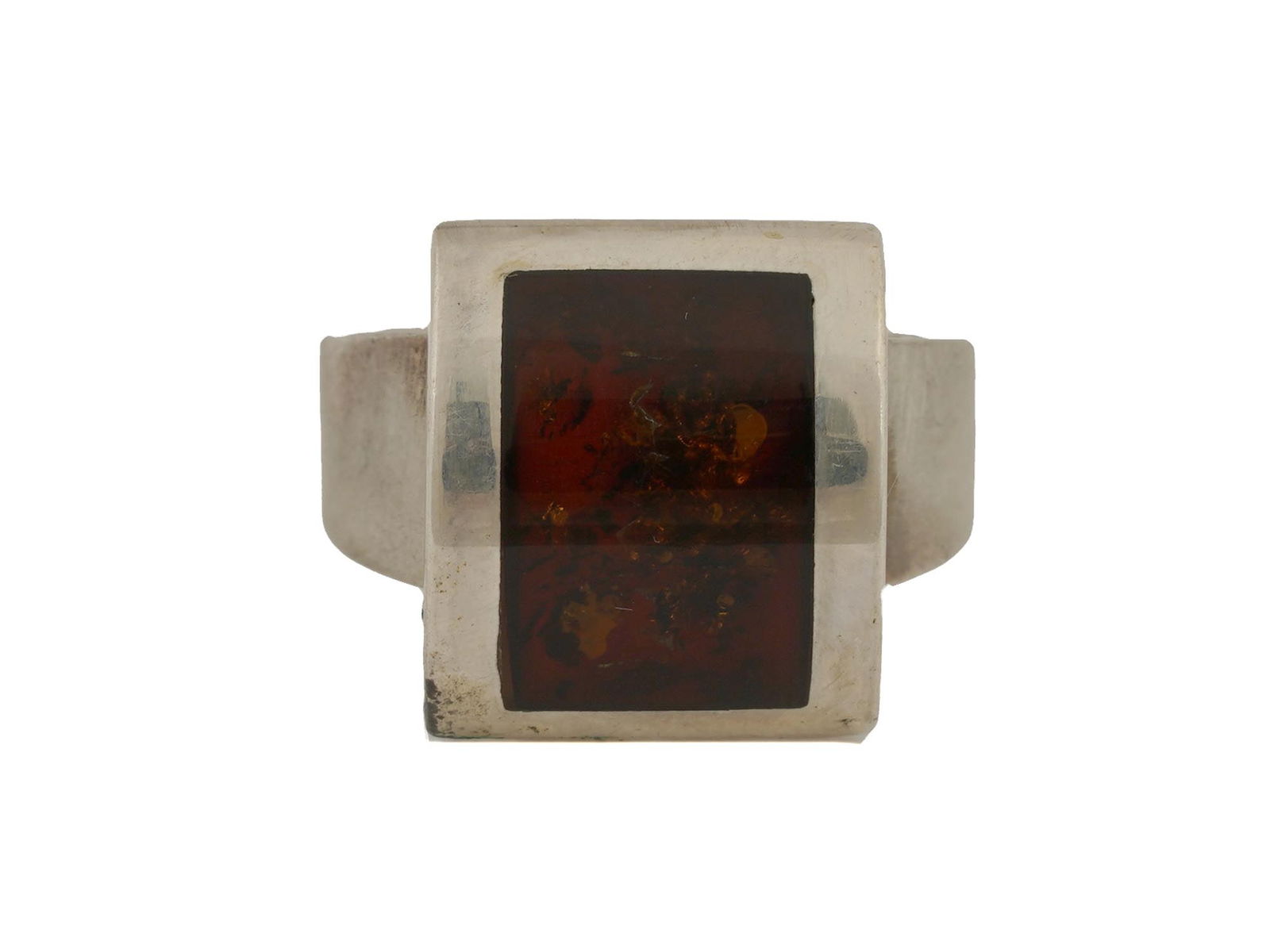 MODERNIST STERLING SILVER BALTIC AMBER RING (1 of 6)