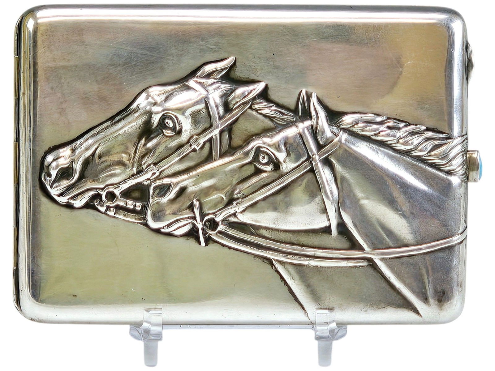 ANTIQUE RUSSIAN 84 SILVER CIGARETTE CASE W HORSES (1 of 7)