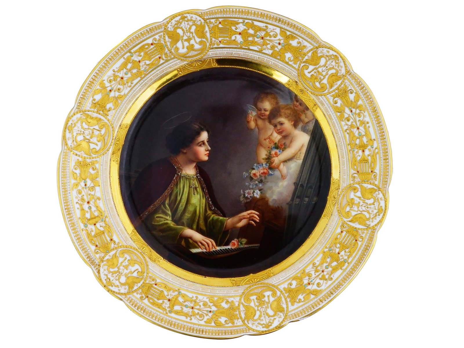 GERMAN SAINT CECILIA HAND PAINTED PORCELAIN PLATE (1 of 6)