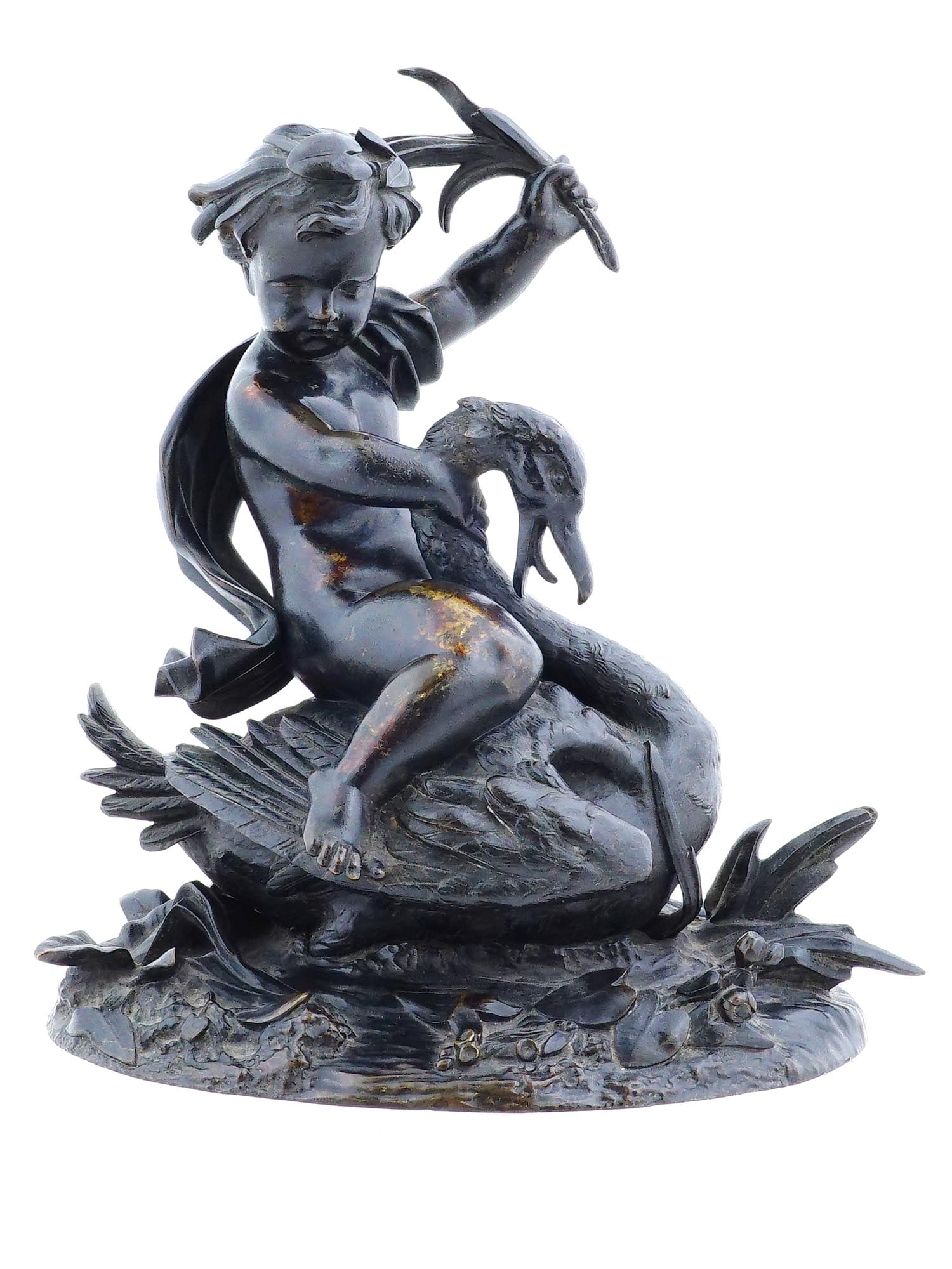 ANTIQUE EUROPEAN CUPID PATINATED BRONZE SCULPTURE (1 of 6)