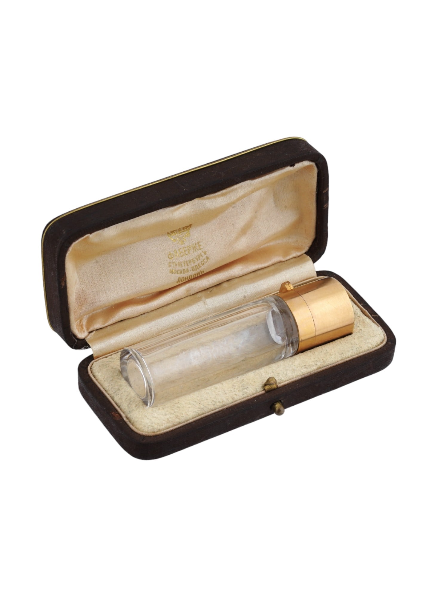 RUSSIAN GOLD CRYSTAL GLASS PERFUME BOTTLE WITH DIAMONDS (1 of 9)