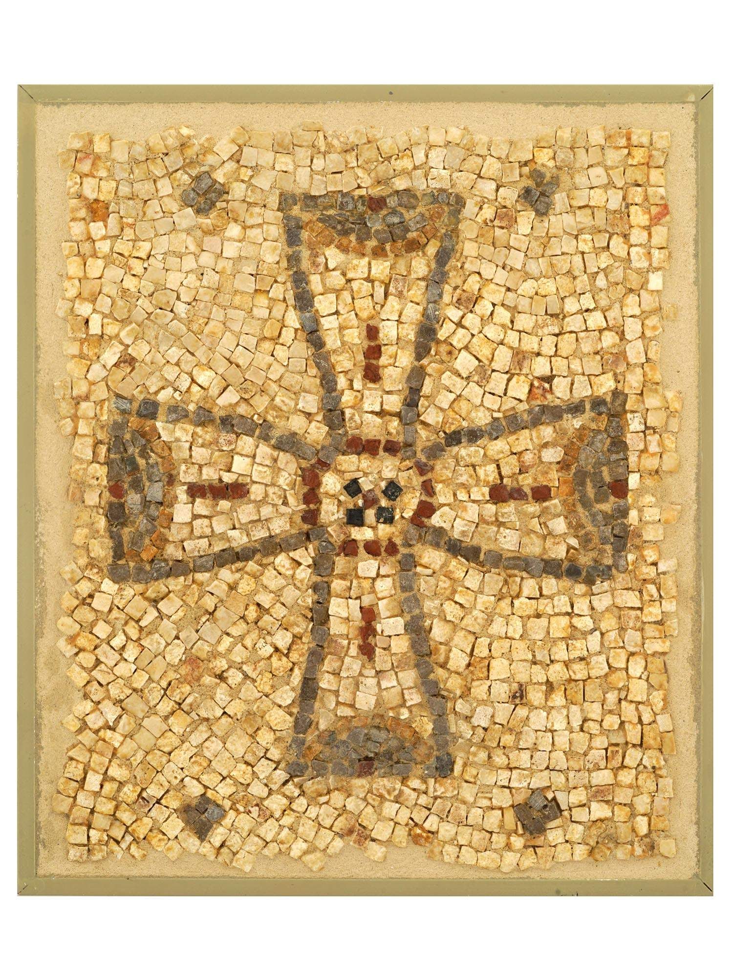 ANCIENT BYZANTINE MOSAIC OF CROSS 400 TO 700 AD (1 of 6)