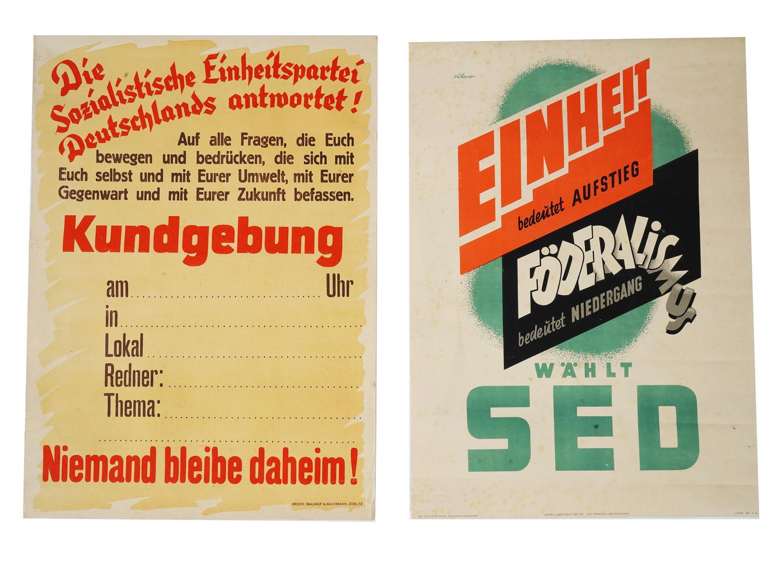 TWO VINTAGE LIMITED ED GERMAN POLITICAL POSTERS (1 of 12)