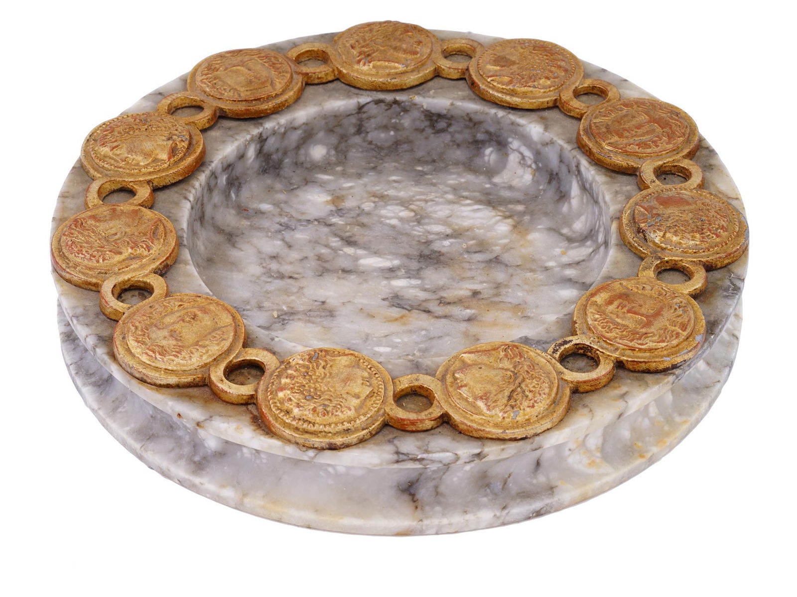 LARGE ITALIAN PALLADIO MARBLE CENTERPIECE ASHTRAY (1 of 6)