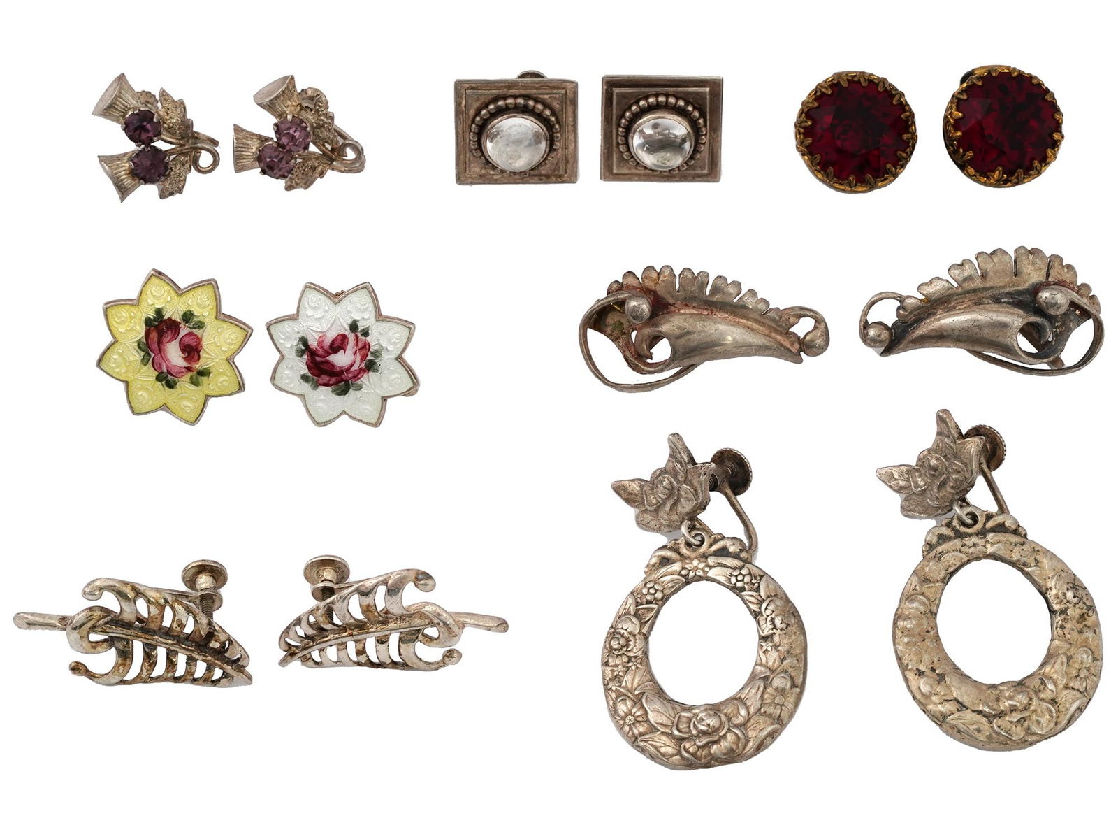 VINTAGE AUSTRIAN STERLING SILVER GEMSTONE EARRINGS (1 of 11)