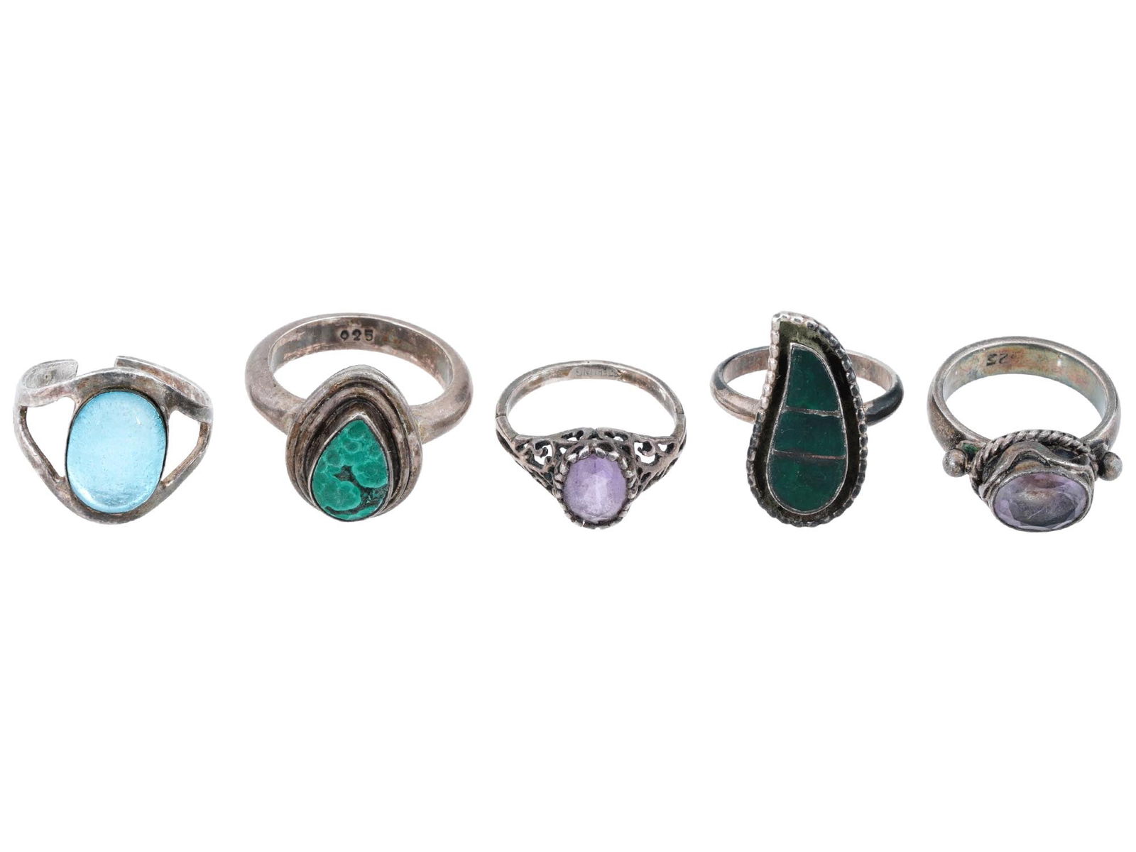 STERLING SILVER RINGS WITH VARIOUS STONES (1 of 8)