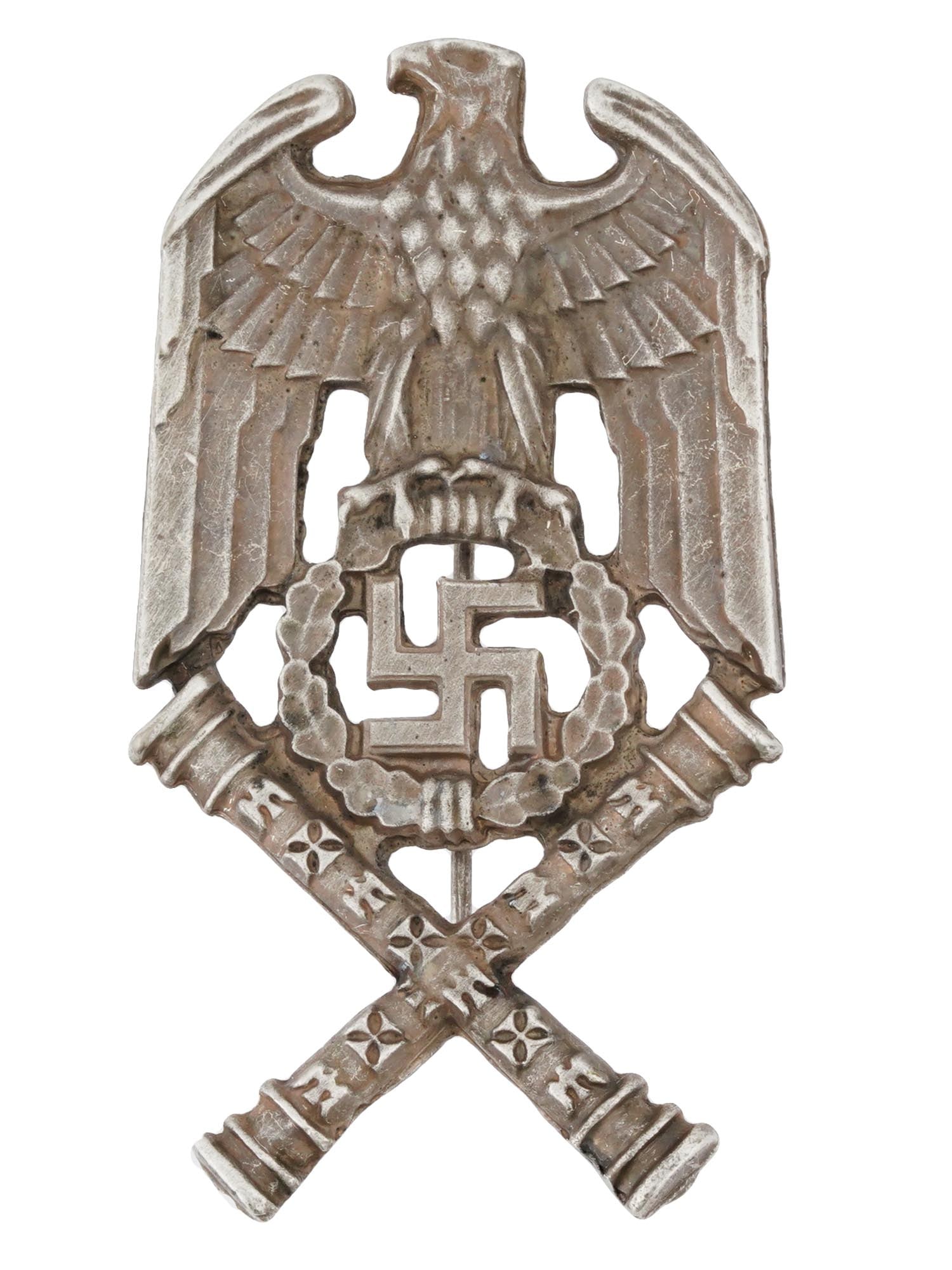 WWII TYPE NAZI GERMAN SHOULDER BOARD RANK EAGLE: A WWII model Nazi German military decoration, Reichsmarschall Hermann Goring Shoulder Board Eagle. Marked RZM, 01-23 on the backside. World War II Historical Collectables And Memorabilia, Military Uni