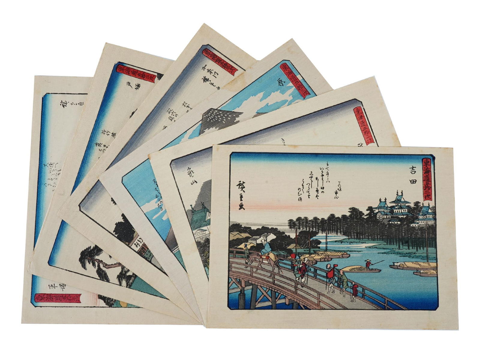 LOT JAPANESE WOODBLOCK PRINTS BY UTAGAWA HIROSHIGE (1 of 8)
