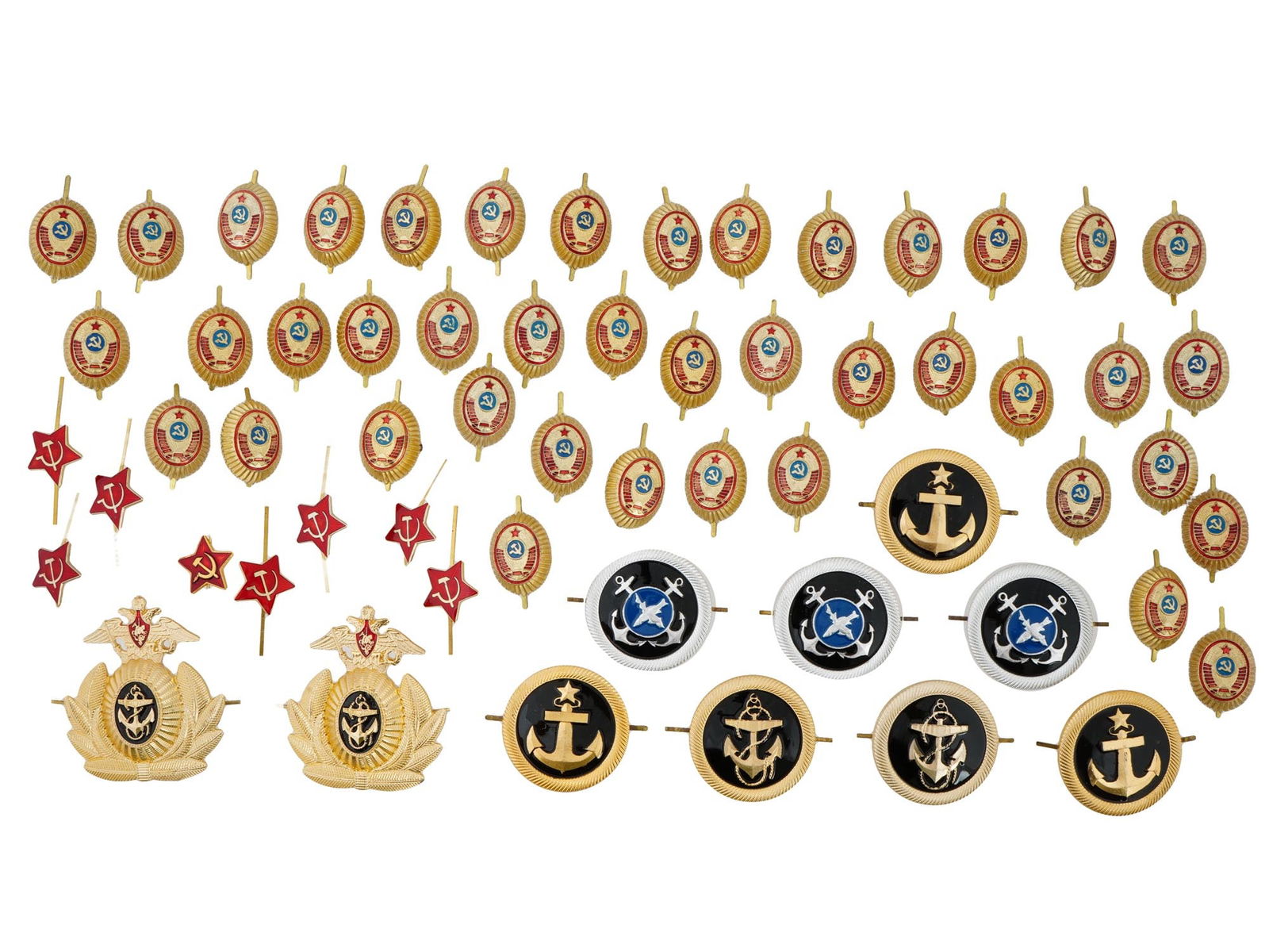 COLLECTION OF RUSSIAN SOVIET COCARDES OR HAT BADGES (1 of 2)