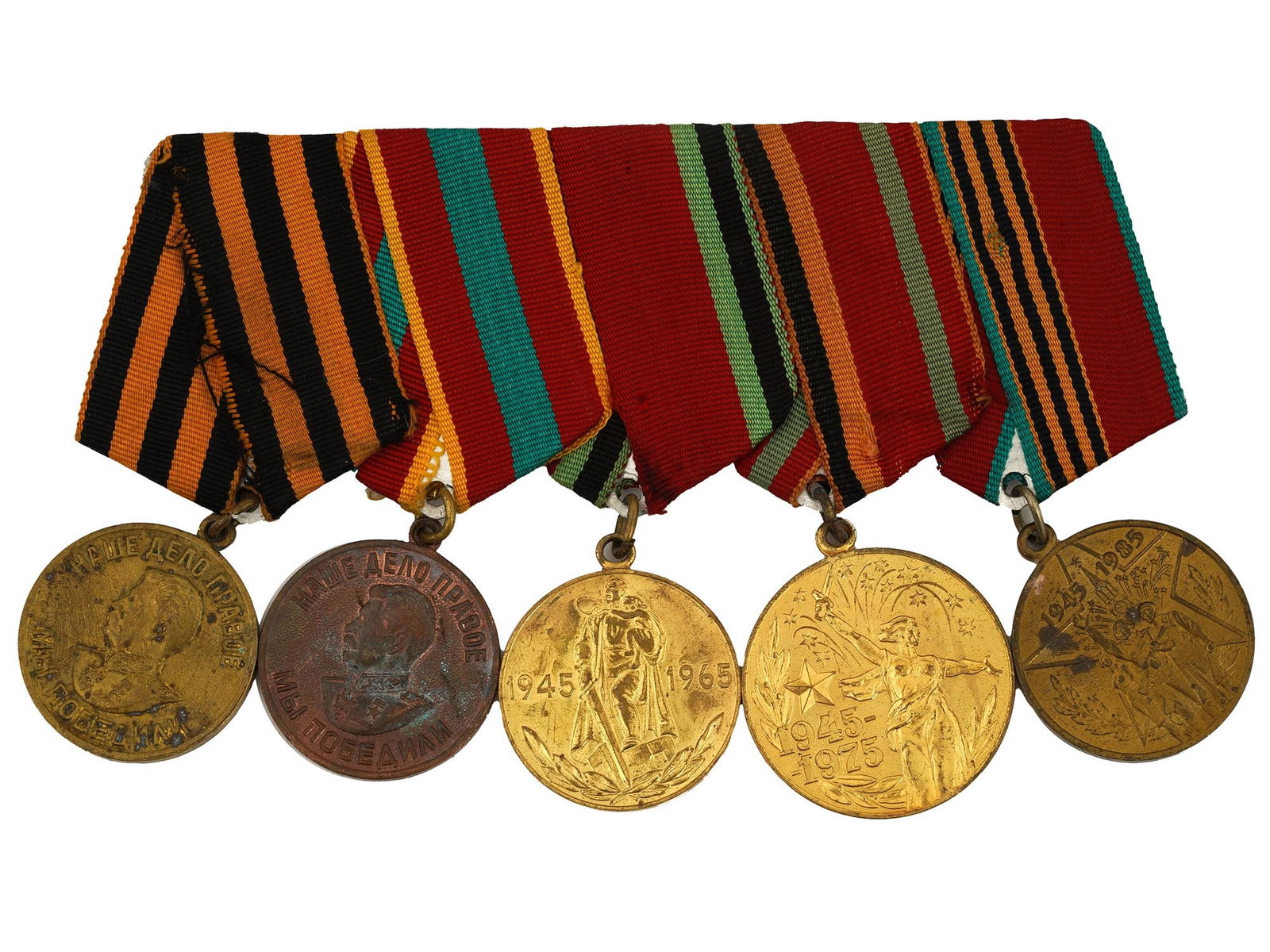 ORIGINAL SET OF FIVE SOVIET WWII VETERANS MEDALS (1 of 2)