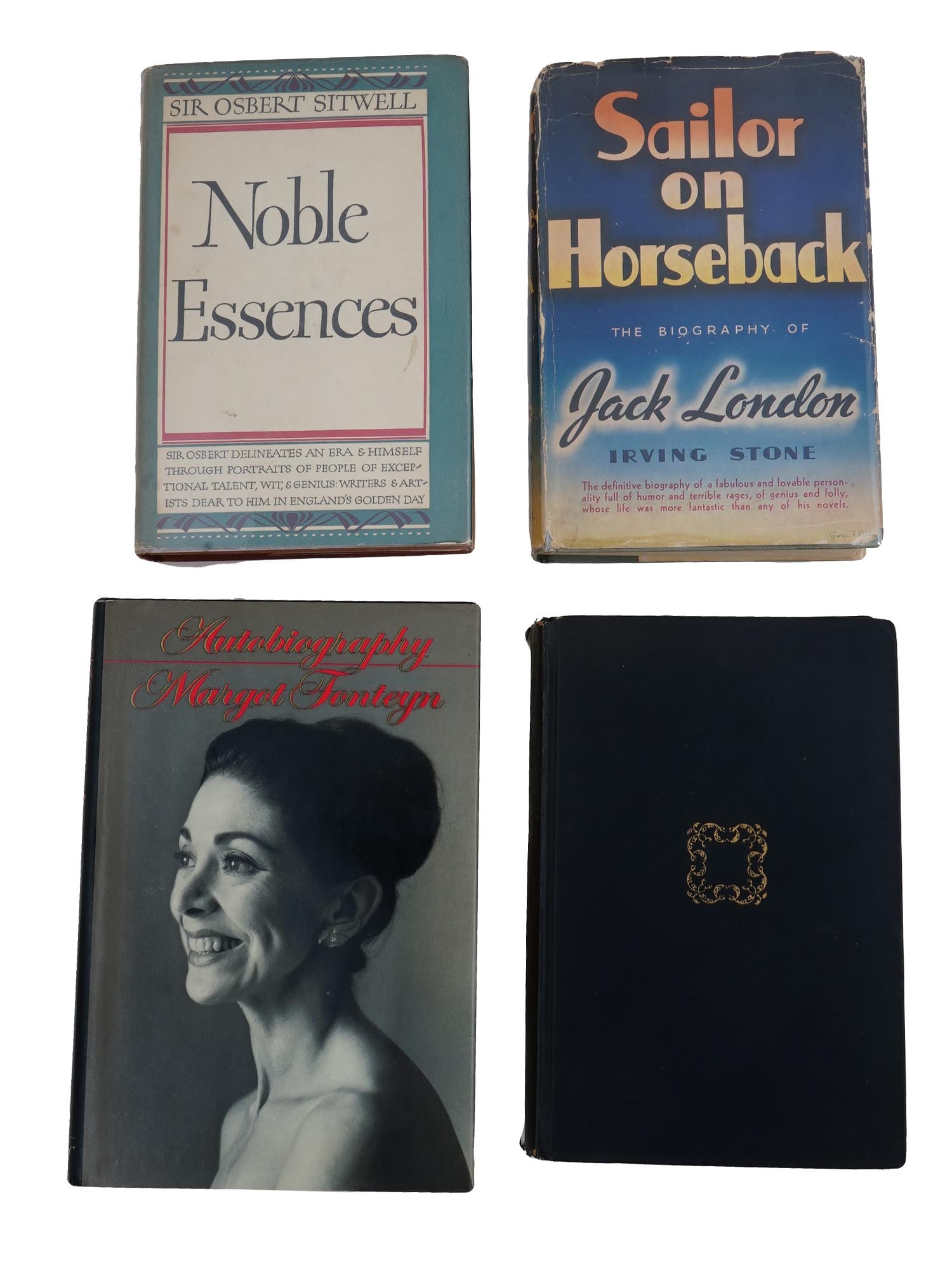 VINTAGE MEMOIR AND BIOGRAPHY BOOKS AUTOGRAPHED: A lot of four vintage memoir and biography books. Noble Essences, A Book of Characters by Sir Osbert Sitwell, published by Little, Brown and Company, Boston, 1950, hardcover in original dust jacket, s