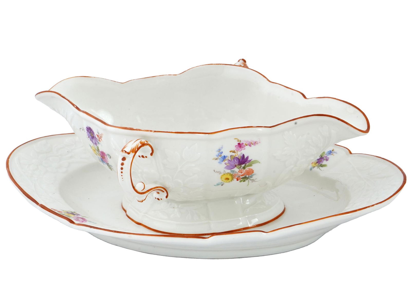 GERMAN PORCELAIN MEISSEN GRAVY BOWL AND SERVING PLATE (1 of 7)