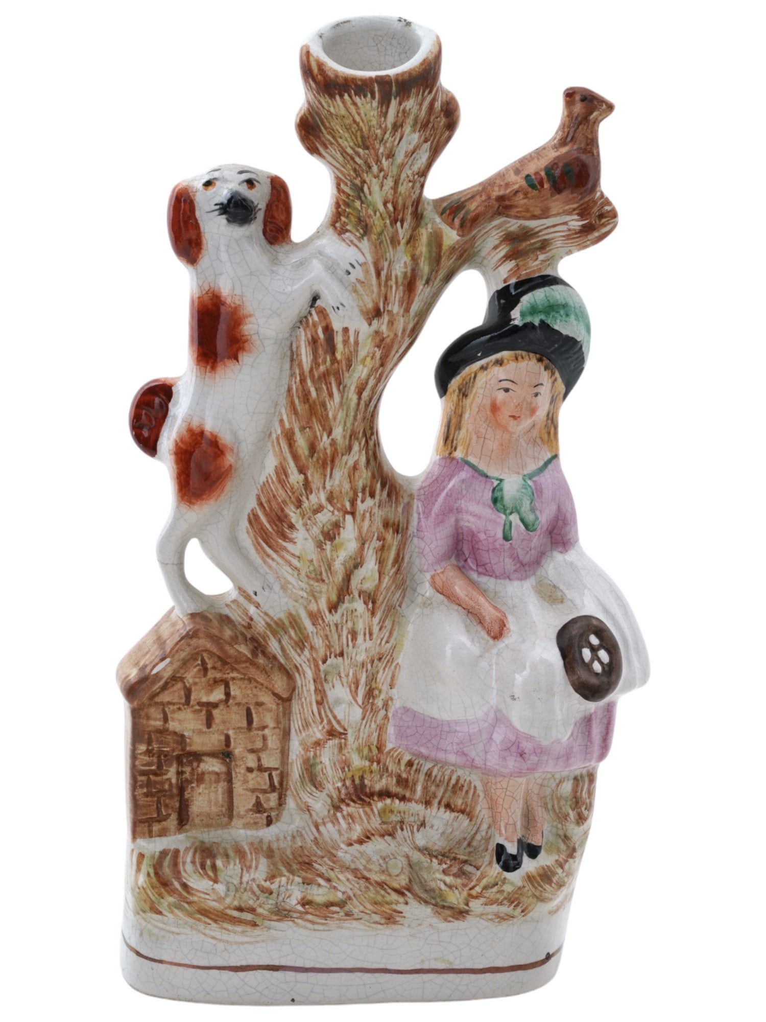 ANTIQUE ENGLISH STAFFORDSHIRE SPILL POTTERY VASE (1 of 6)