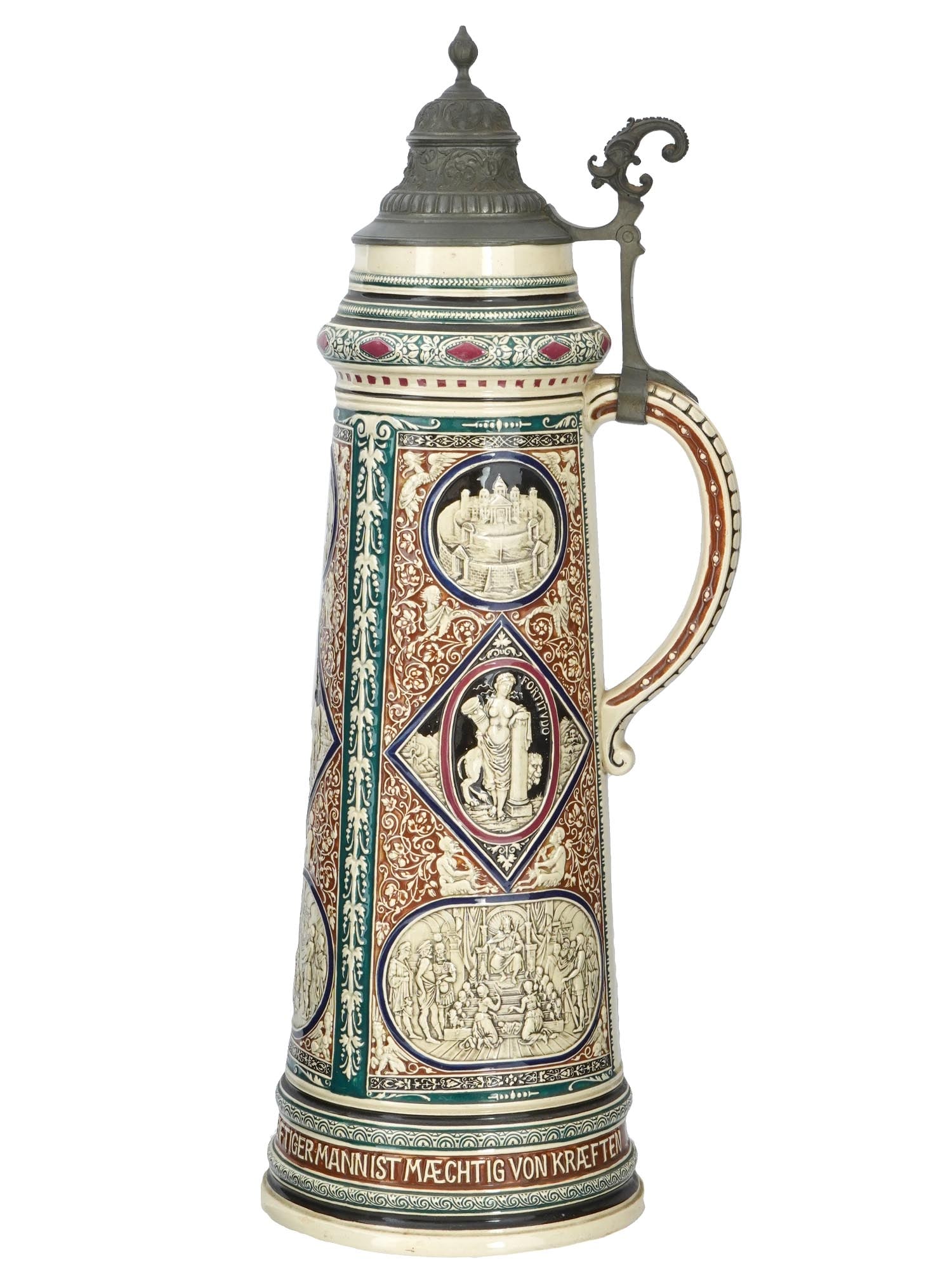 RARE LARGE ANTIQUE GERMAN STONEWARE BEER STEIN (1 of 9)