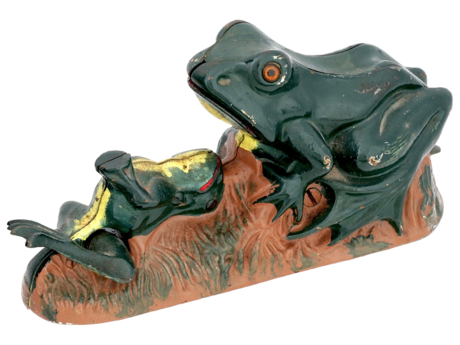 VINTAGE CAST IRON MECHANICAL FROG COIN BANK (1 of 7)