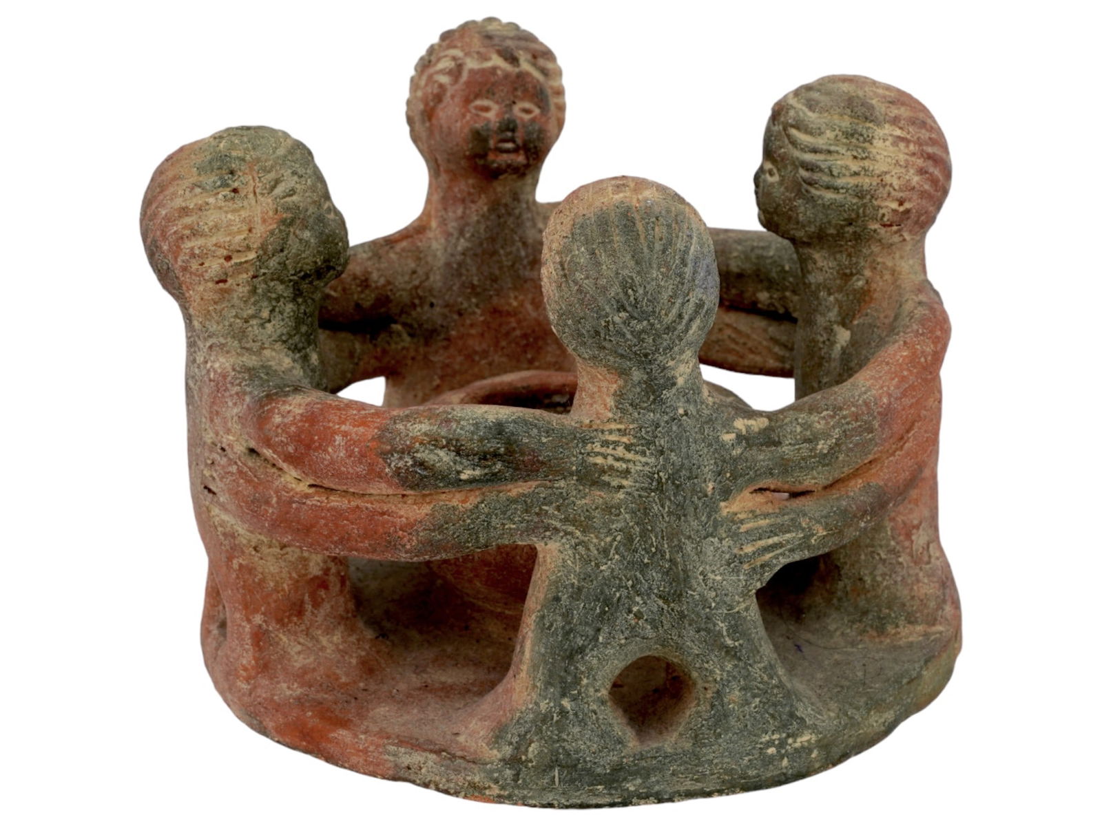 PRE COLUMBIAN TERRACOTTA CANDLE HOLDER FOUR FIGURES (1 of 6)