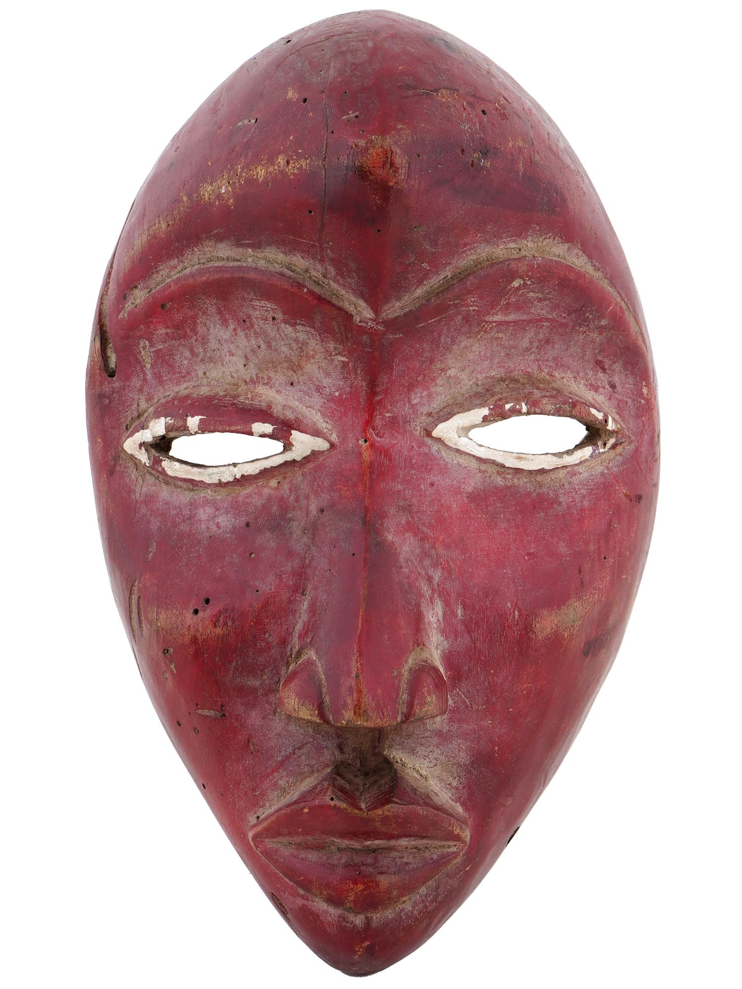 ANTIQUE AFRICAN IVORY COAST RED WOODEN DAN MASK (1 of 6)
